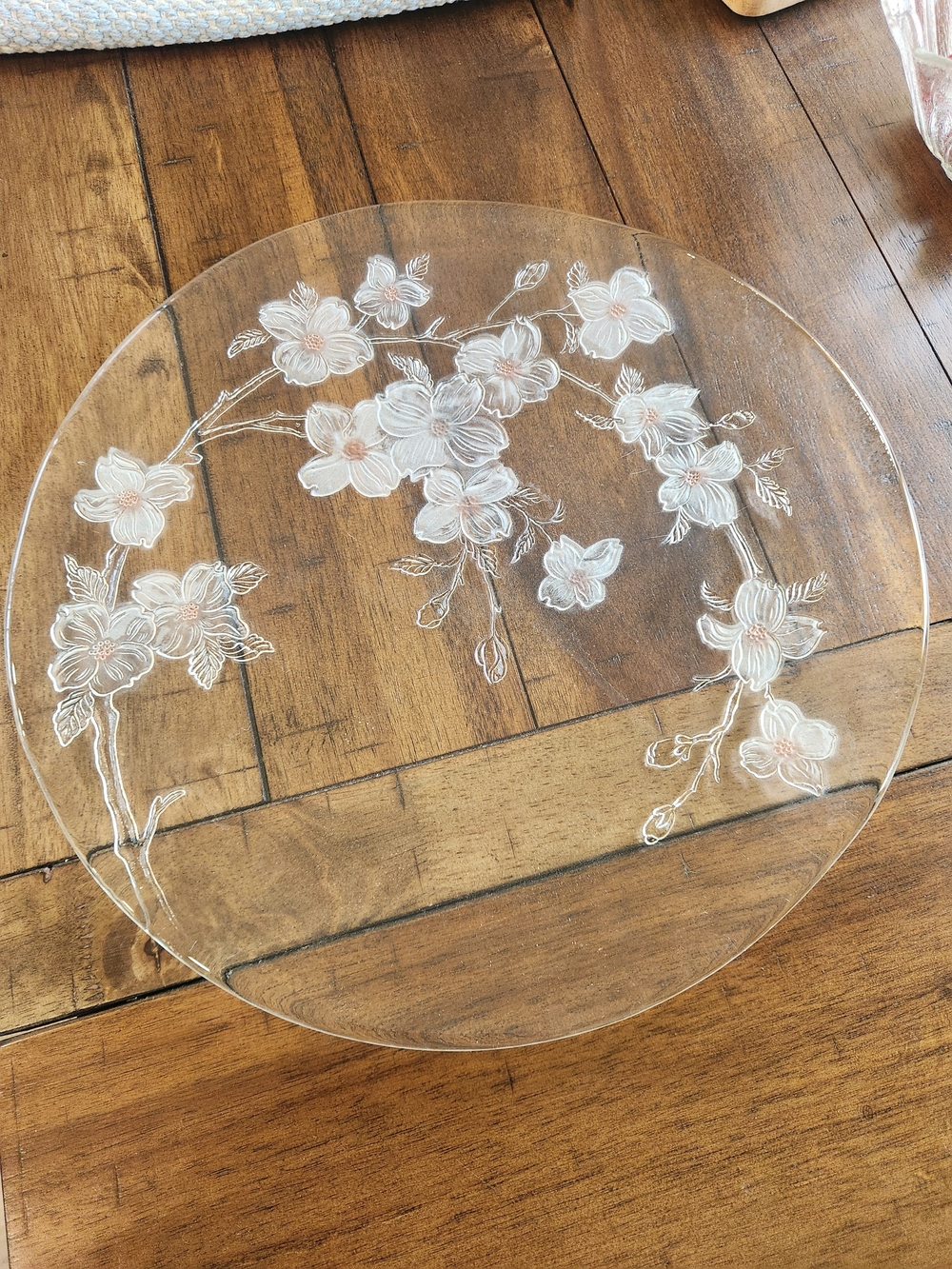 Vintage Walther-Glas Pressed Glass cherry blossom serving platter 12.5 Inches